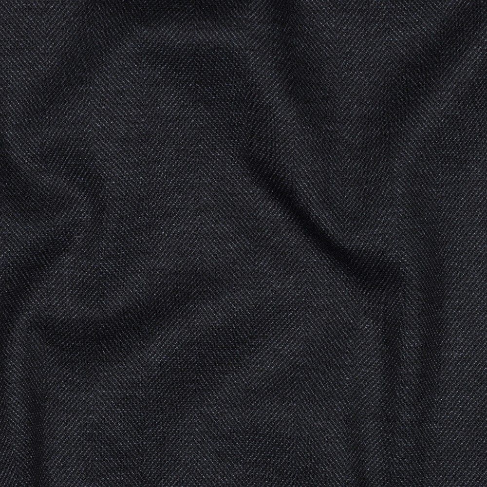 Navy Linen Cotton Herringbone