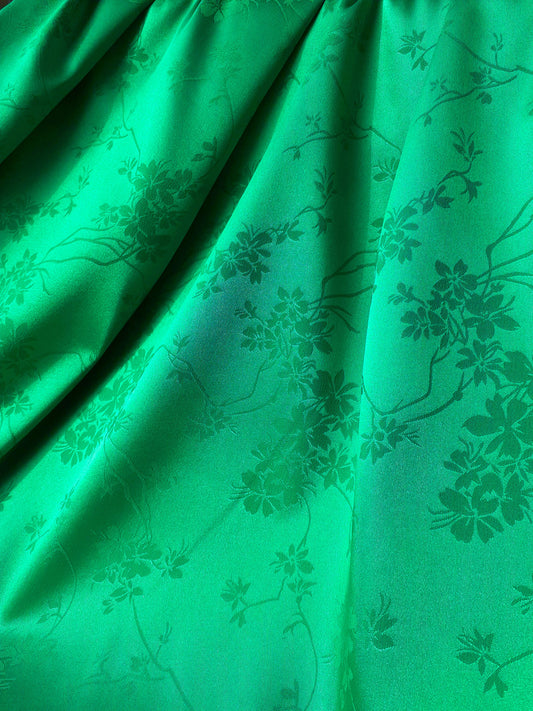 Emerald Flowers Jacquard Lining Fabric - SS23