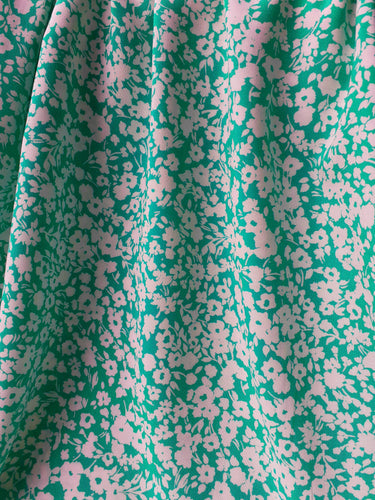 Green with White Flowers Viscose