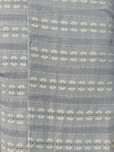 Embroidered Flowers Striped Cotton Rayon - Powder Blue