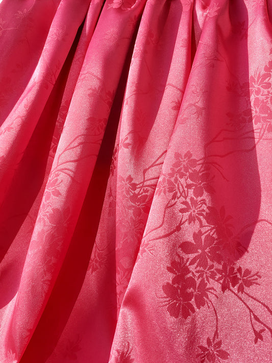 Cerise Flowers Jacquard Lining Fabric SW100