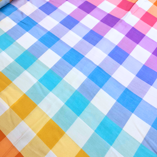 Large Rainbow Gingham Viscose by The Crafty Pie