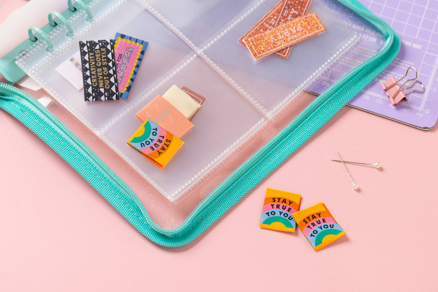 LABEL STASH FOLDER - GREEN - Sewing Label Storage