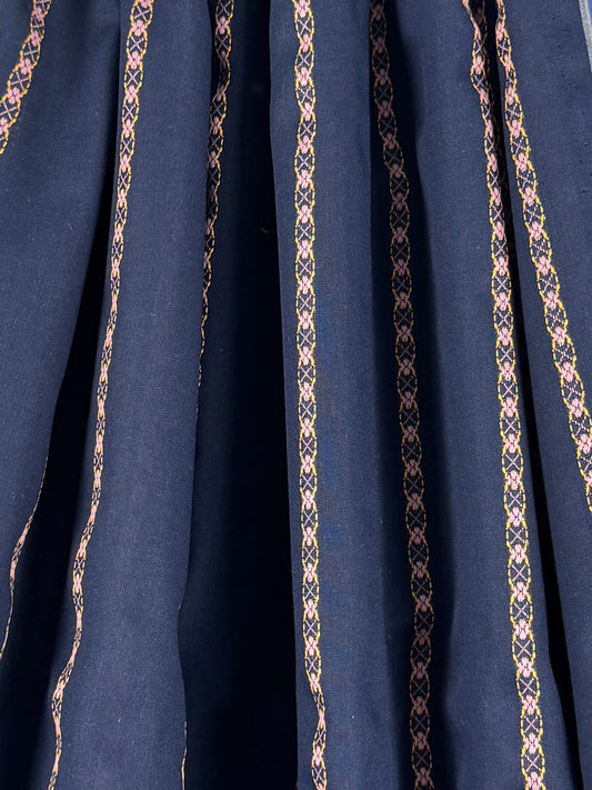 Navy Cotton Jacquard Dobby