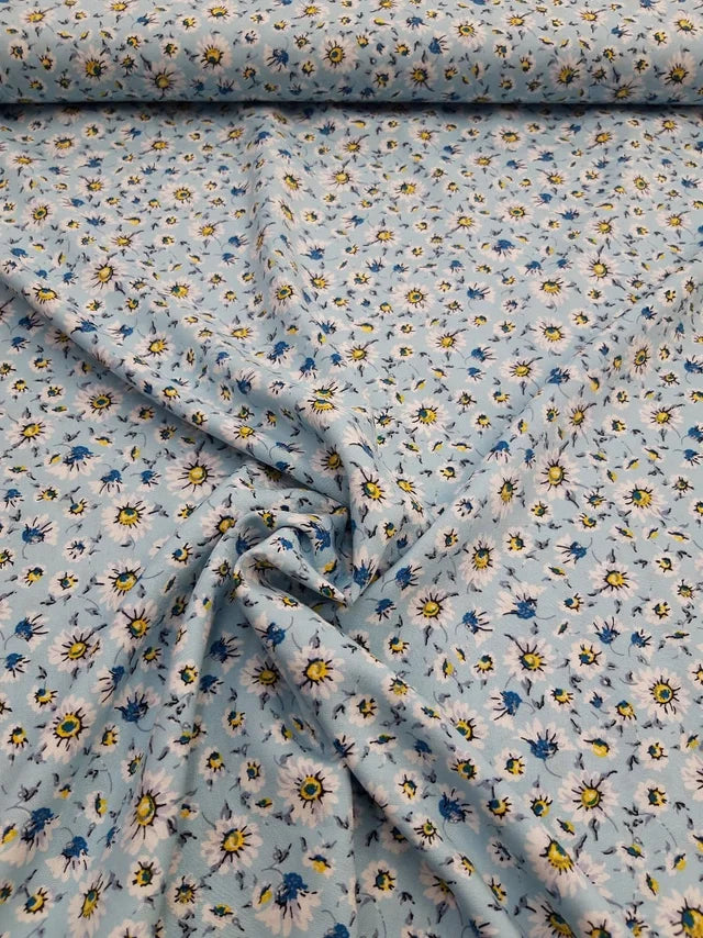 Pale Blue Daisy Viscose