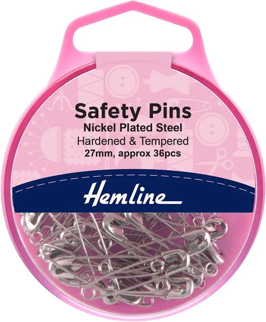 Hemline Safety Pins 27mm - Nickel
