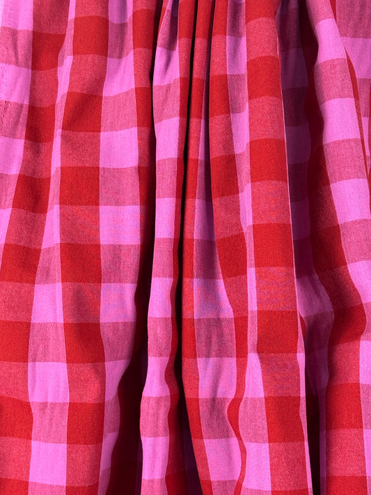 Red/Fuchsia Cotton Yarn Dyed Checks