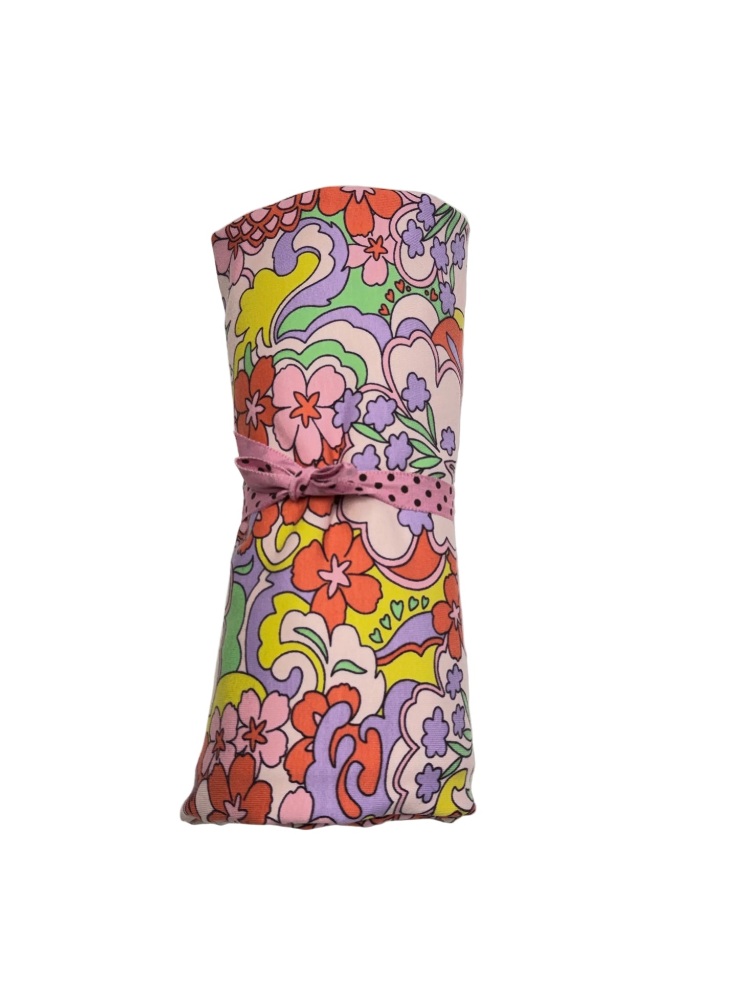 Pink abstract flowers French Terry remnant