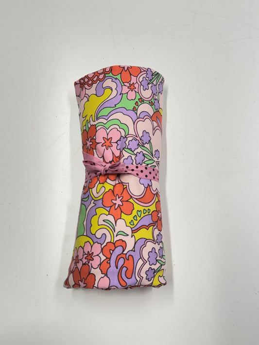 Pink abstract flowers French Terry remnant