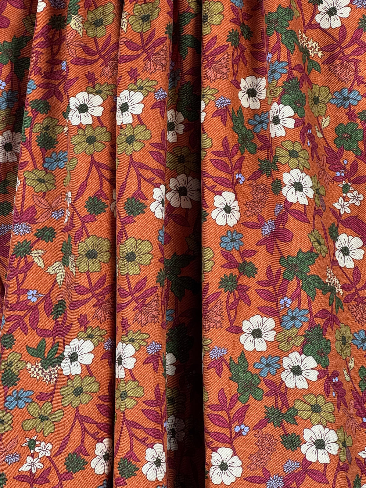 Cinnamon Floral Viscose Twill