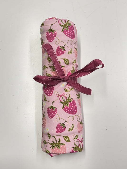 Crafty Pie pink strawberries garden jersey remnant