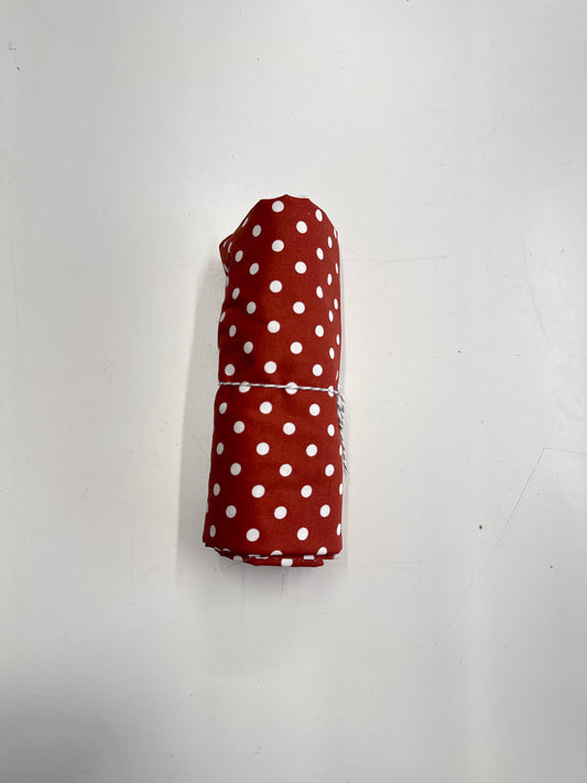 Remnant Rust Red with white polka cotton