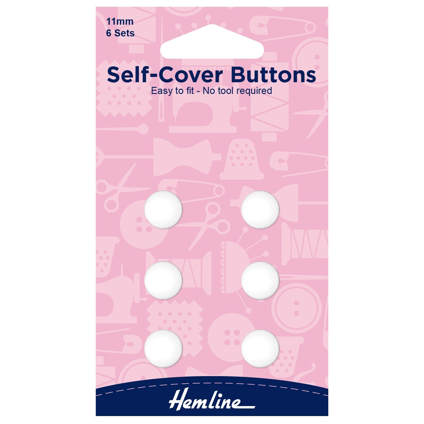 Hemline Self-Cover buttons 11mm white