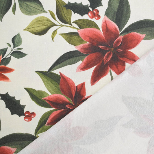Christmas Flowers Canvas Fabric