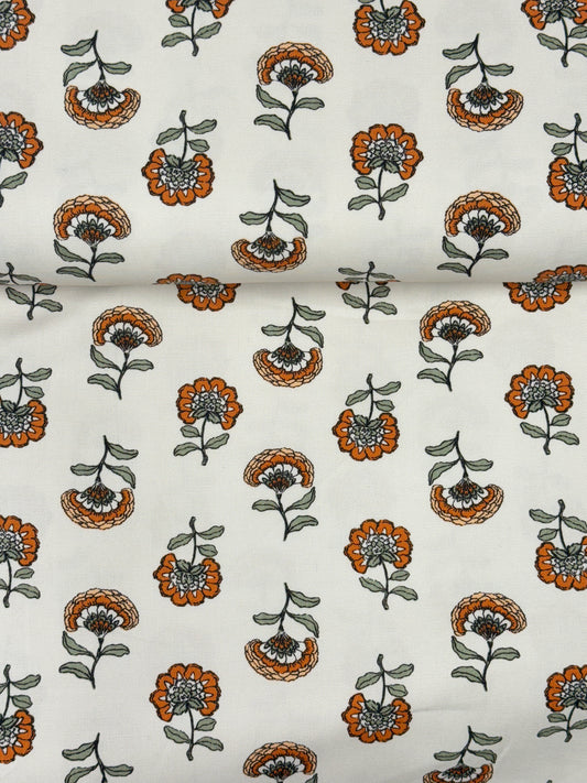 Cream canvas with orange flower print