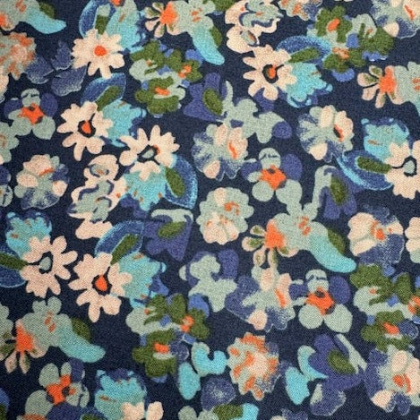 Floral Teal Watercolour - Pima cotton Lawn SS37