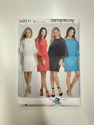 K8511 Simplicity Misses' Dress with Ruffle Sleeve Variations