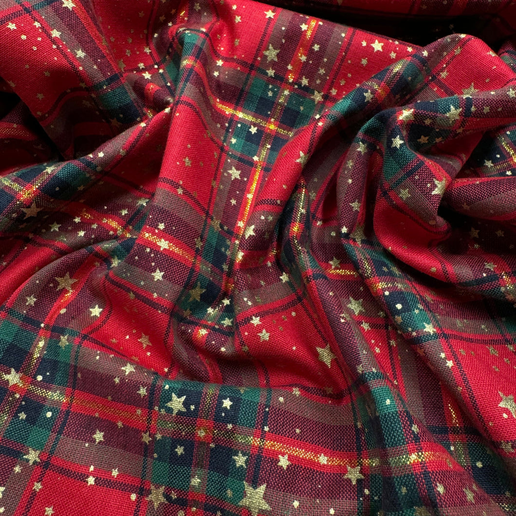 John Louden Festive Red and Green Tartan with Stars