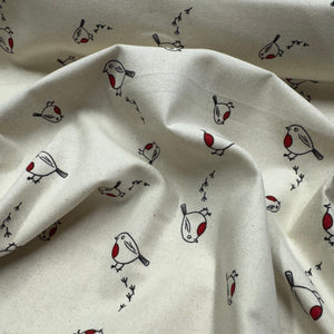 John Louden Natural Little Robins Cotton