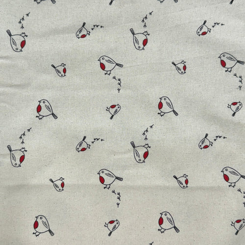 John Louden Natural Little Robins Cotton