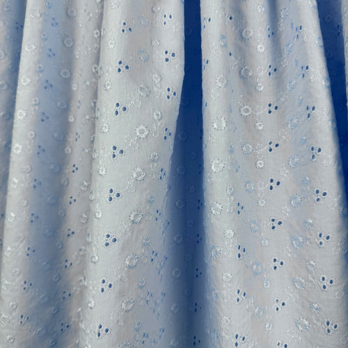 Pale Blue Broderie Anglaise Polycotton V48