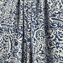 White Batik Print on Blue Stripe Viscose V47