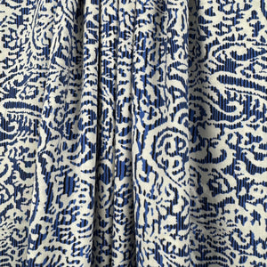 White Batik Print on Blue Stripe Viscose V47