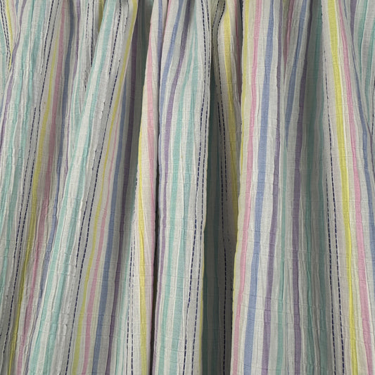 Pastel Rainbow Navy Stitch Cotton Seersucker SW02