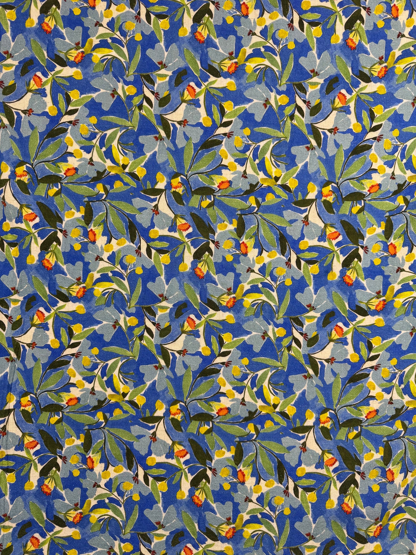 Floral Cobalt Linen/Viscose Crepe