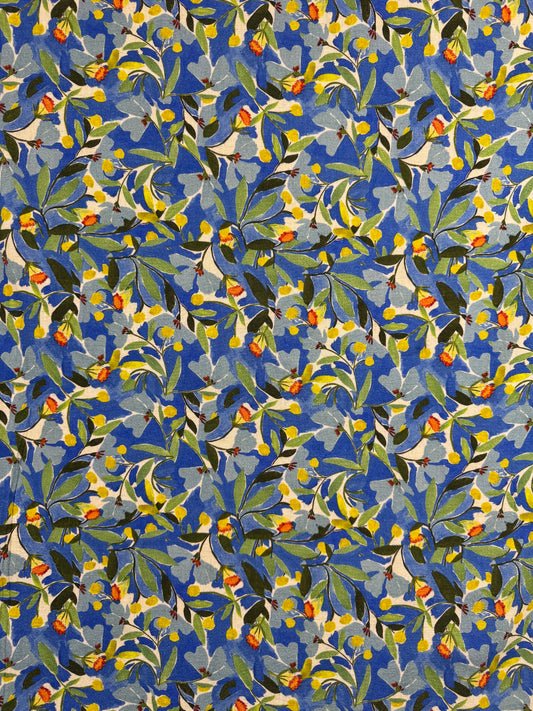 Floral Cobalt Linen/Viscose Crepe
