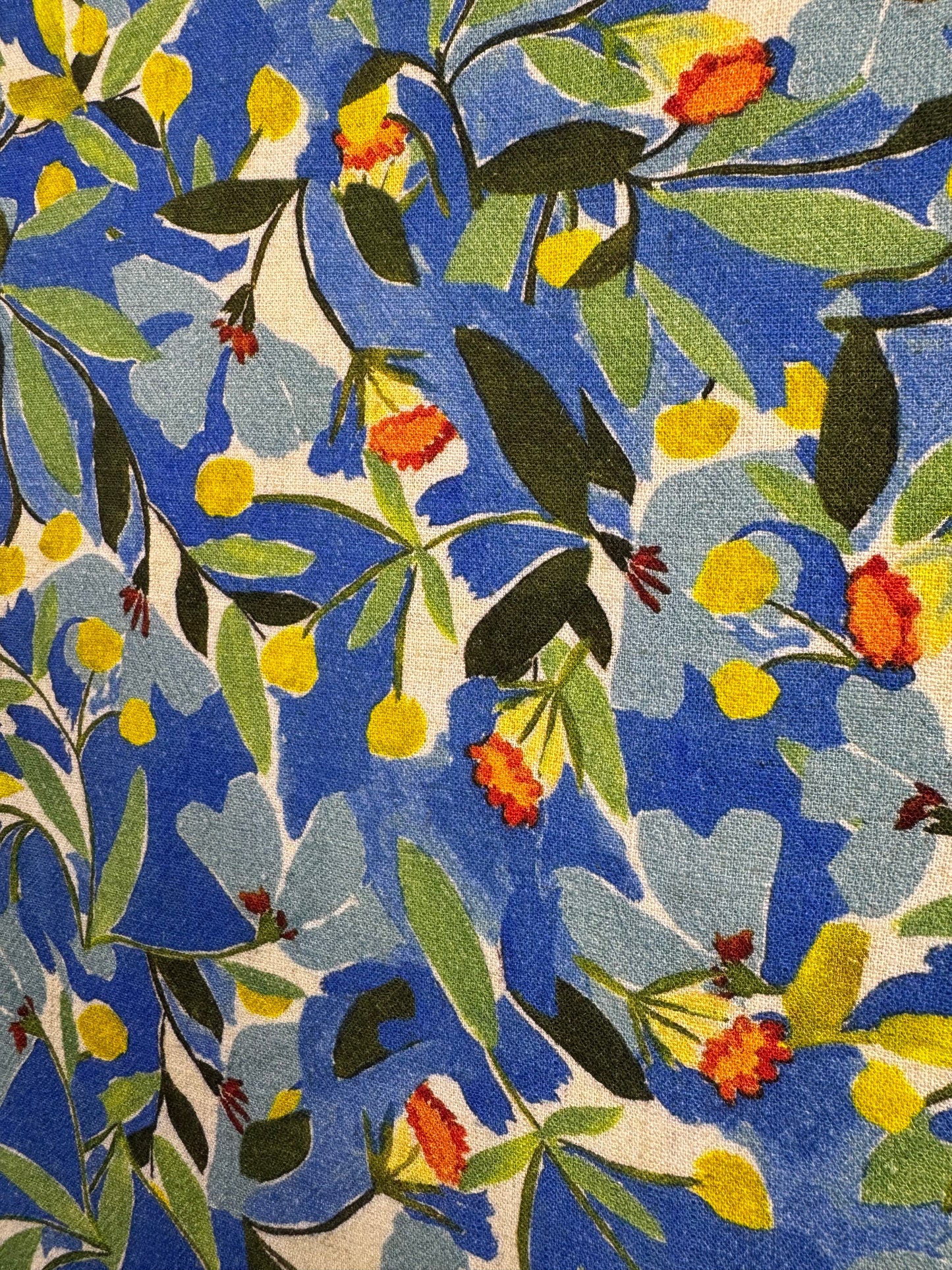 Floral Cobalt Linen/Viscose Crepe