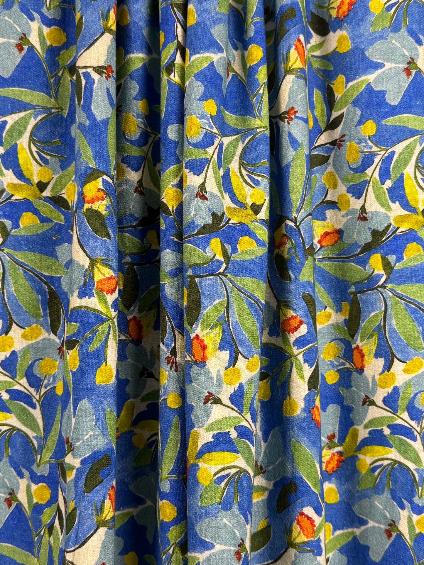 Floral Cobalt Linen/Viscose Crepe