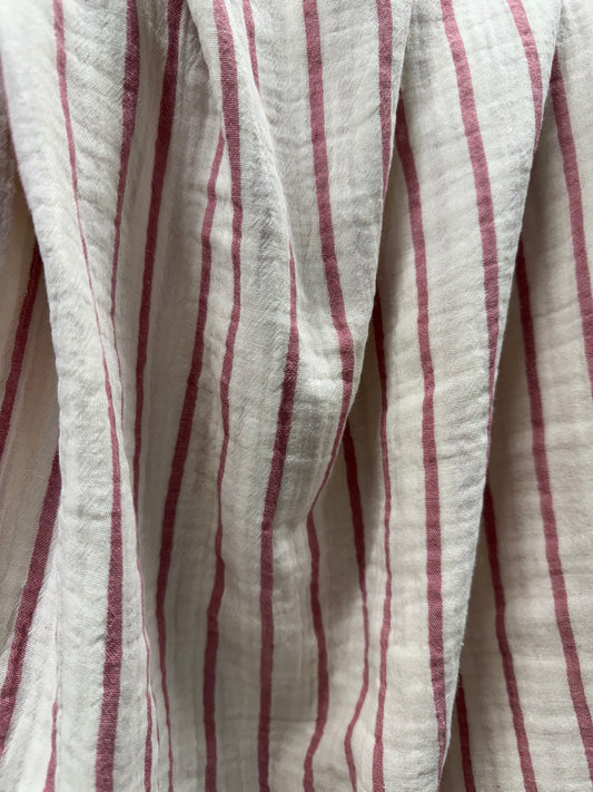 Dusty Pink Stripe Double Gauze