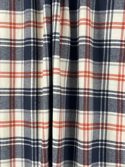 Navy and Rust Yarn Dyed Brushed Cotton