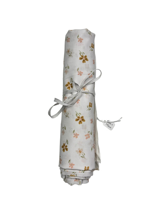 Beige and White Floral Poplin Remnant