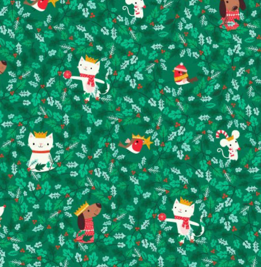 Dashwood Studios - Cosy Christmas by Jane Farnham - Festive Kittens and Puppies - Green SS11