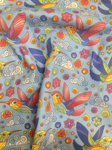 Rainbow Hummingbirds 100% Cotton Digital Print