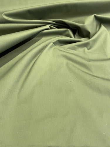 Army green stretch cotton twill