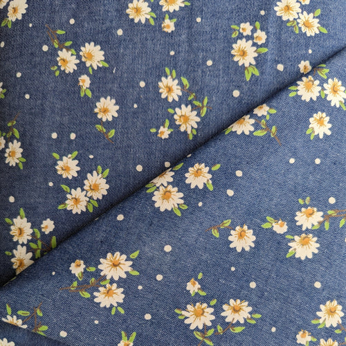 Daisy Print - Cotton Chambray