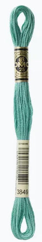 Metallic Turquoise Green DMC Embroidery Thread 3849