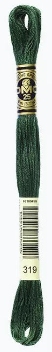 Shaded Green DMC Embroidery Thread 319