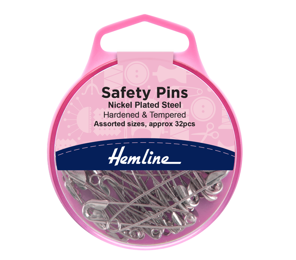 Hemline Safety Pins Assortment - Nickel