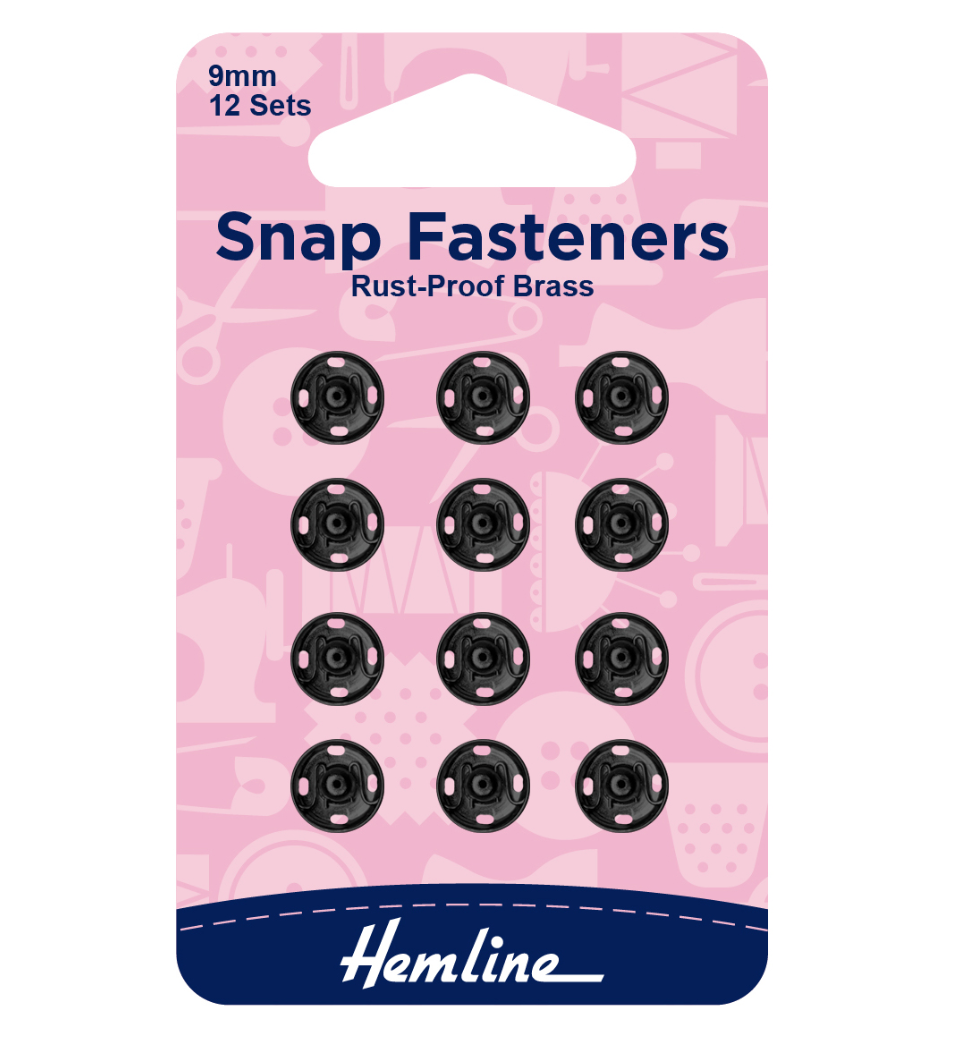 Hemline Snap Fasteners - 9mm - Black