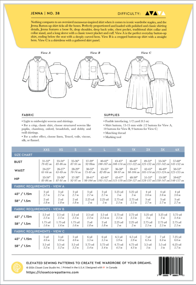 The Jenna Button-Up Shirt and Dress by Closet Core