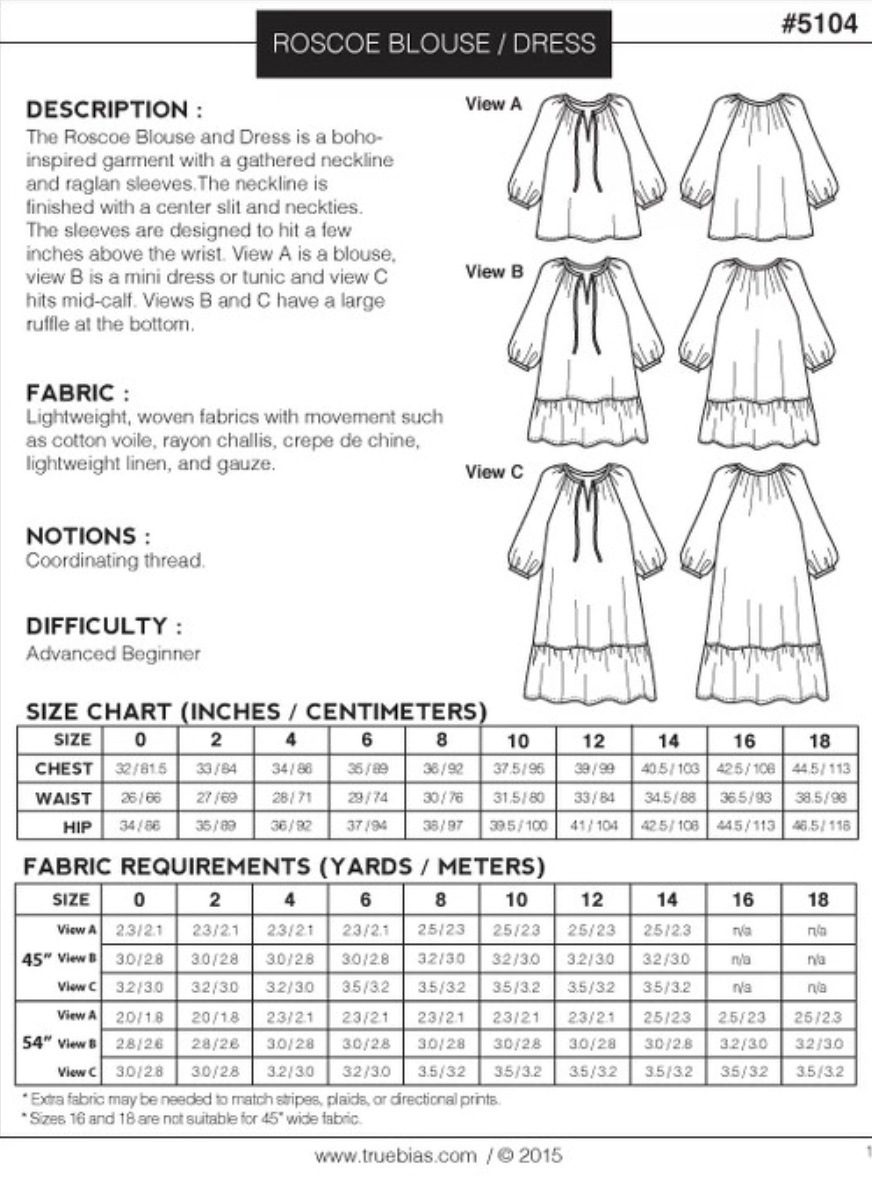 Roscoe Blouse and Dress by True Bias