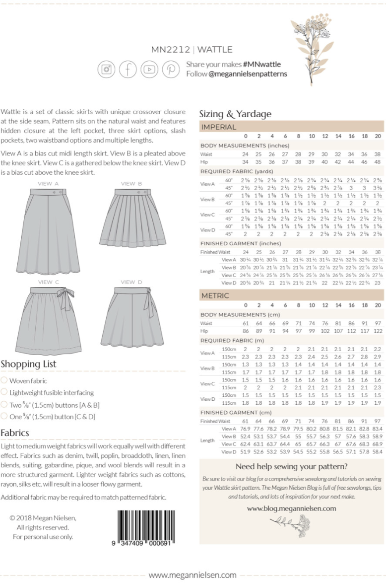 Wattle Skirt by Megan Nielsen
