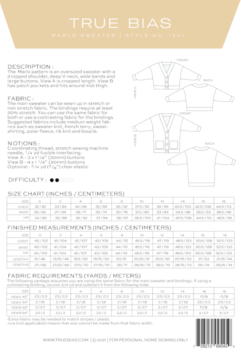 Marlo Sweater Pattern by True Bias