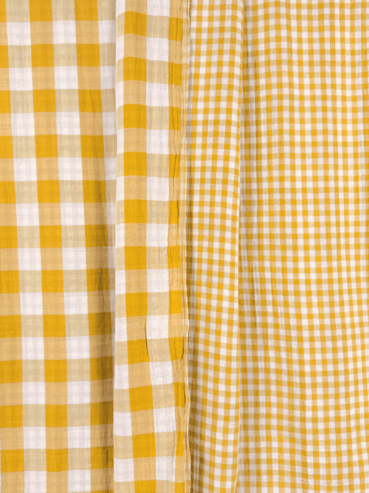 Double Sided Check Double Gauze - Mustard