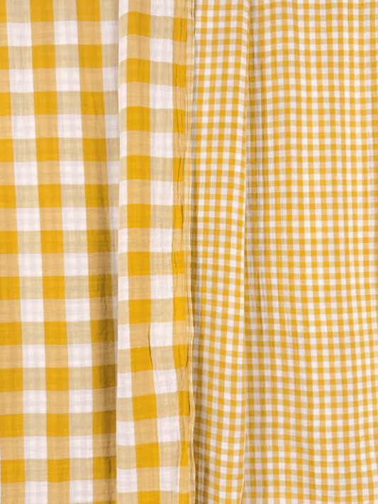 Double Sided Check Double Gauze - Mustard