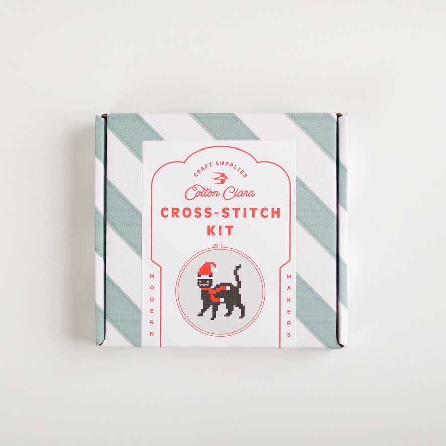 Christmas Cat Beginner Counted Cross Stitch Kit